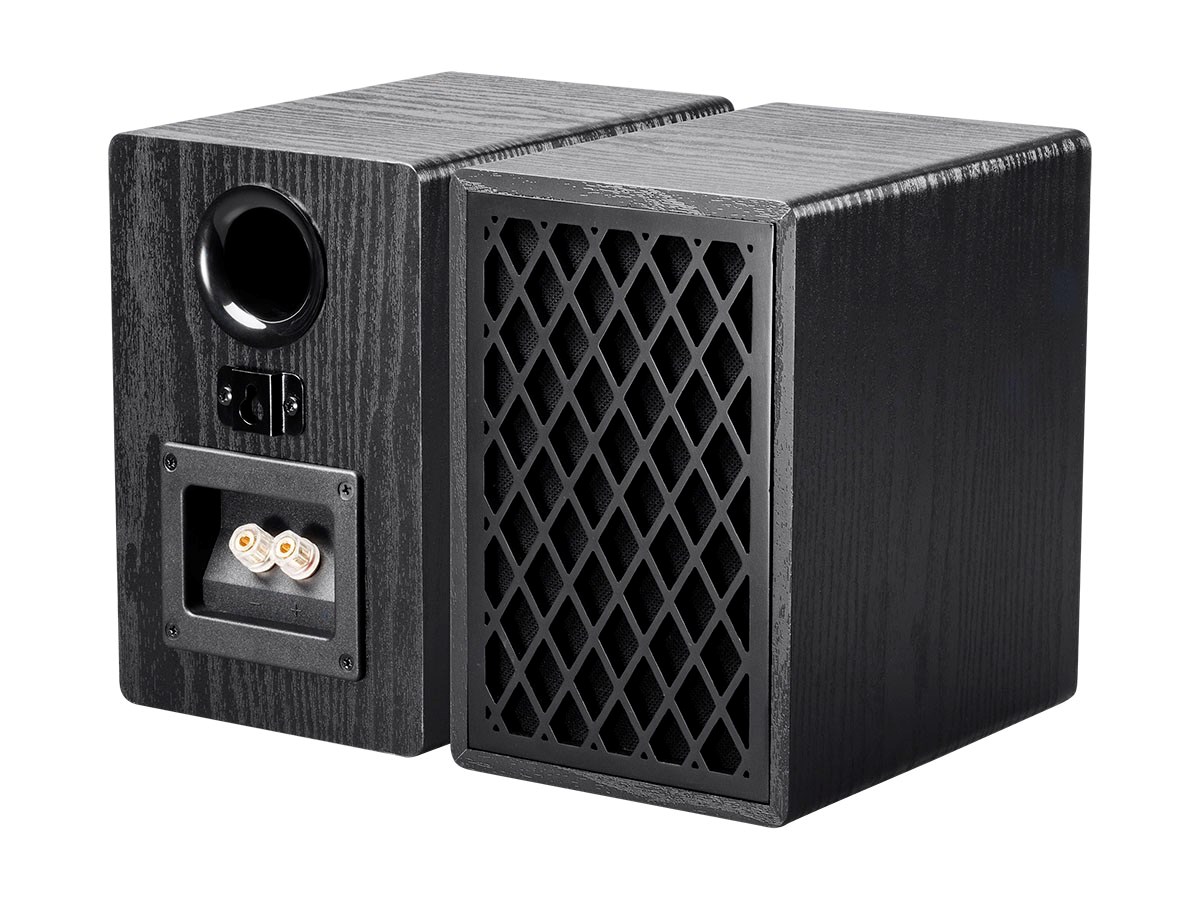 Monoprice Retro Bookshelf Speakers 4-inch 2-way, Black (pair) $69