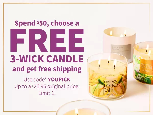 Bath & Body Works 3-Wick Candles - Five (5) 3-Wick Candles + Free Tote & Free Shipping for $55.80+tax