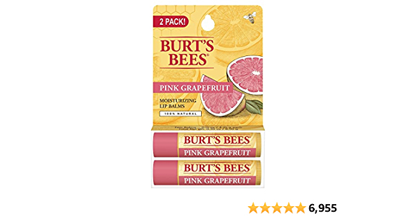 Burt's Bees Lip Balm Stocking Stuffer, Moisturizing Lip Care Holiday Gift, 100% Natural, Pink Grapefruit with Beeswax & Fruit Extracts 3x (2 Pack) - $2.11