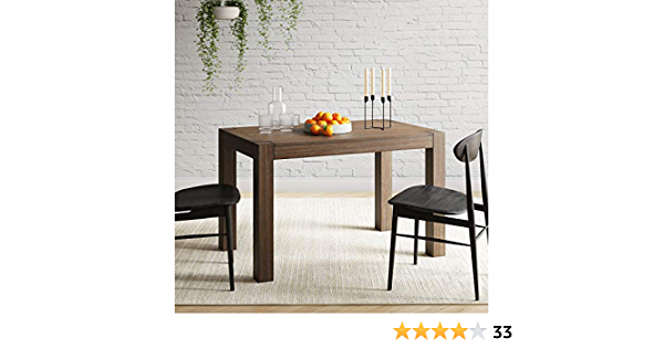 Nathan James 41101 Parson Rustic Modern Desk or Kitchen Dining Table with Sturdy Solid Wood and Antique Wire-Brushed Finish, Dark Brown - $70