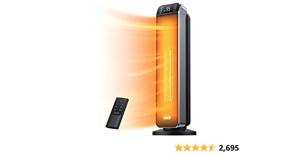 Dreo 24" Space Heater, 10ft/s Fast Quiet Heating Portable Electric Heater with Remote, 3 Modes, Overheating & Tip-Over Protection, Oscillating Ceramic Heater for Bedroom, - $13