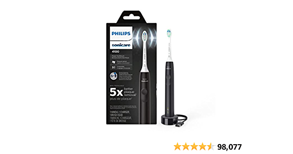 Philips Sonicare 4100 Power Toothbrush, Rechargeable Electric Toothbrush with Pressure Sensor, Black HX3681/24 - $20