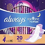 Always Radiant Flexfoam Overnight Absorbency Pads with Wings - Scented - Size 4 - 20ct - $2