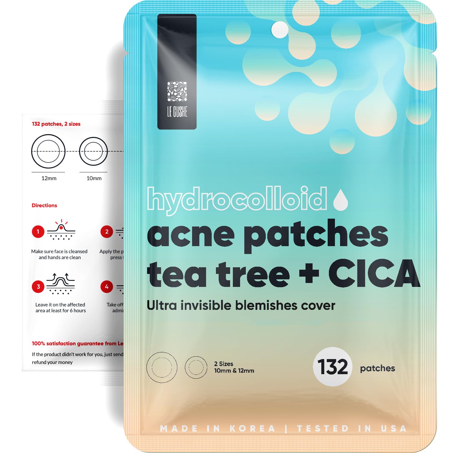 LE GUSHE K-BEAUTY Pimple Patches for Face (132 dots) - Hydrocolloid Acne Patch for Zits and Blemishes S&S $10.76