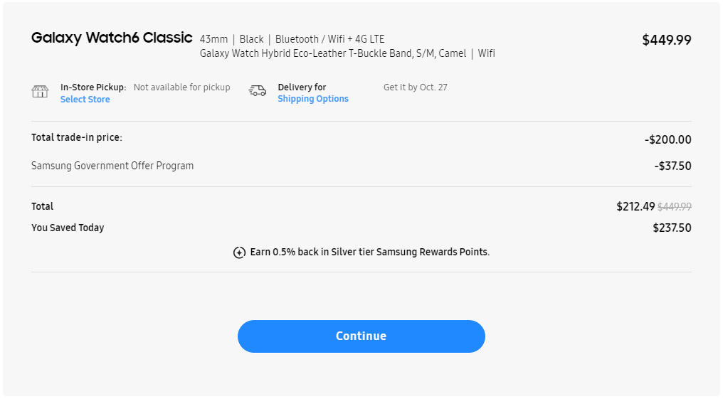 Samsung Galaxy Watch Additional Discount - Use Chat with an expert offer