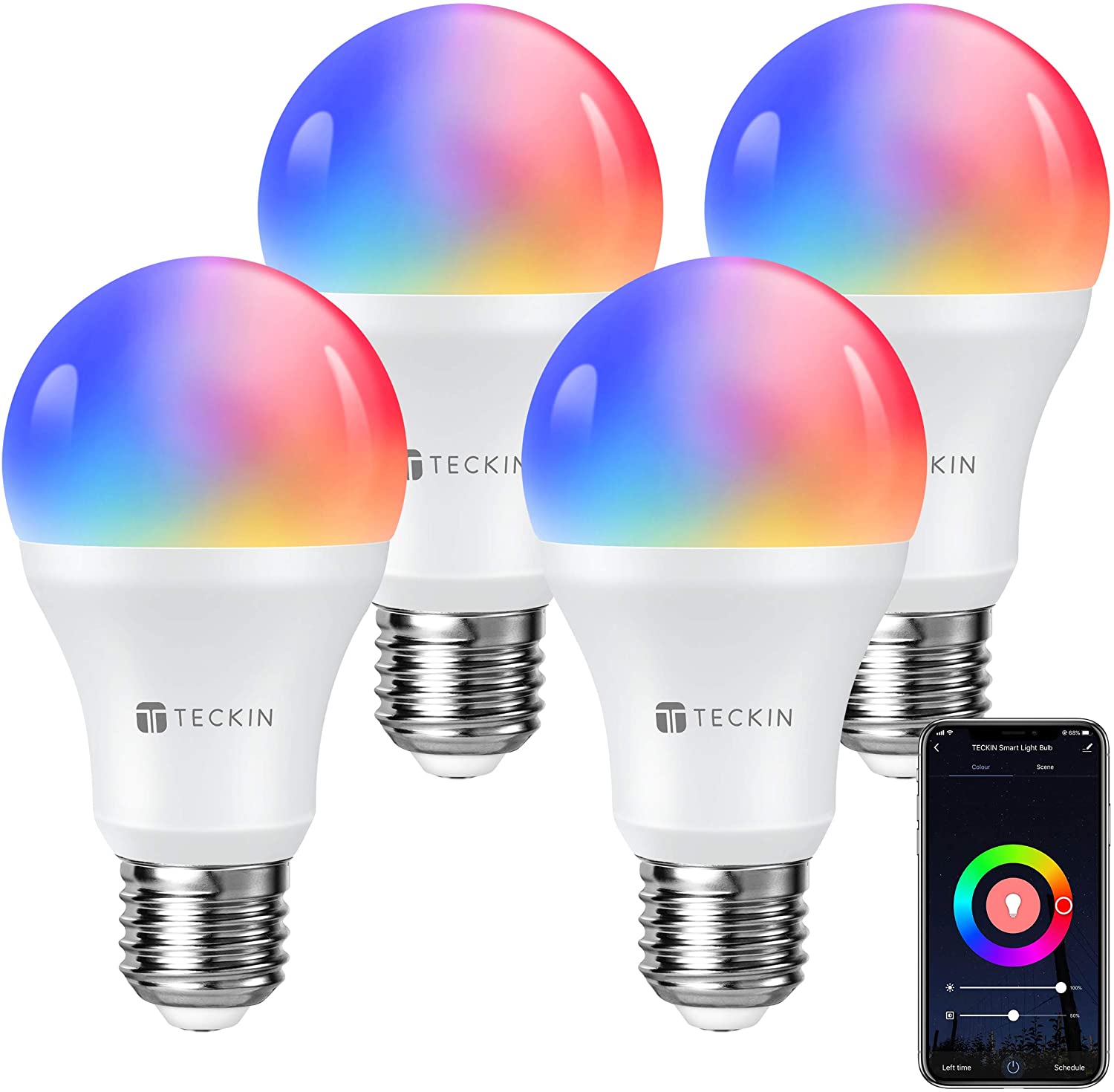Smart WiFi Light Bulbs, TECKIN 16 Million RGB Color Changing - 4 Pack $26.99