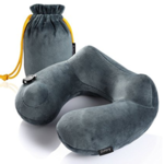 Purefly Soft Velvet Inflatable Travel Neck Pillow for Airplanes with Packsack - $11.39