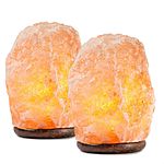 Hemingweigh Hand Carved Natural Crystal Salt Lamp with Wood Base 2 Pack $29.99 Fs @ Ebay