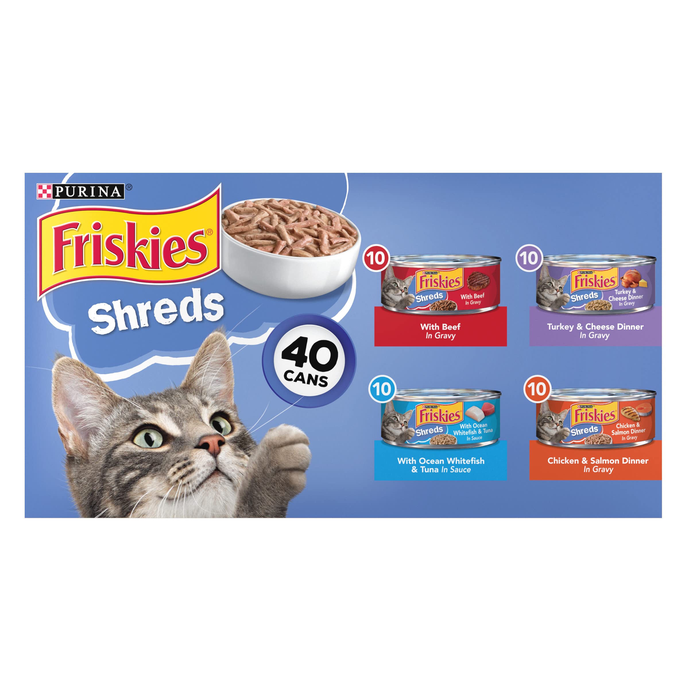 Purina Friskies Wet Cat Food Variety Pack Shreds-40, 5.5 oz. Cans-$23.44 AC-YMMV