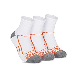 3-Pair Timberland PRO Men's Moisture Wicking Technology Quarter Size Socks (White) $7.70 
