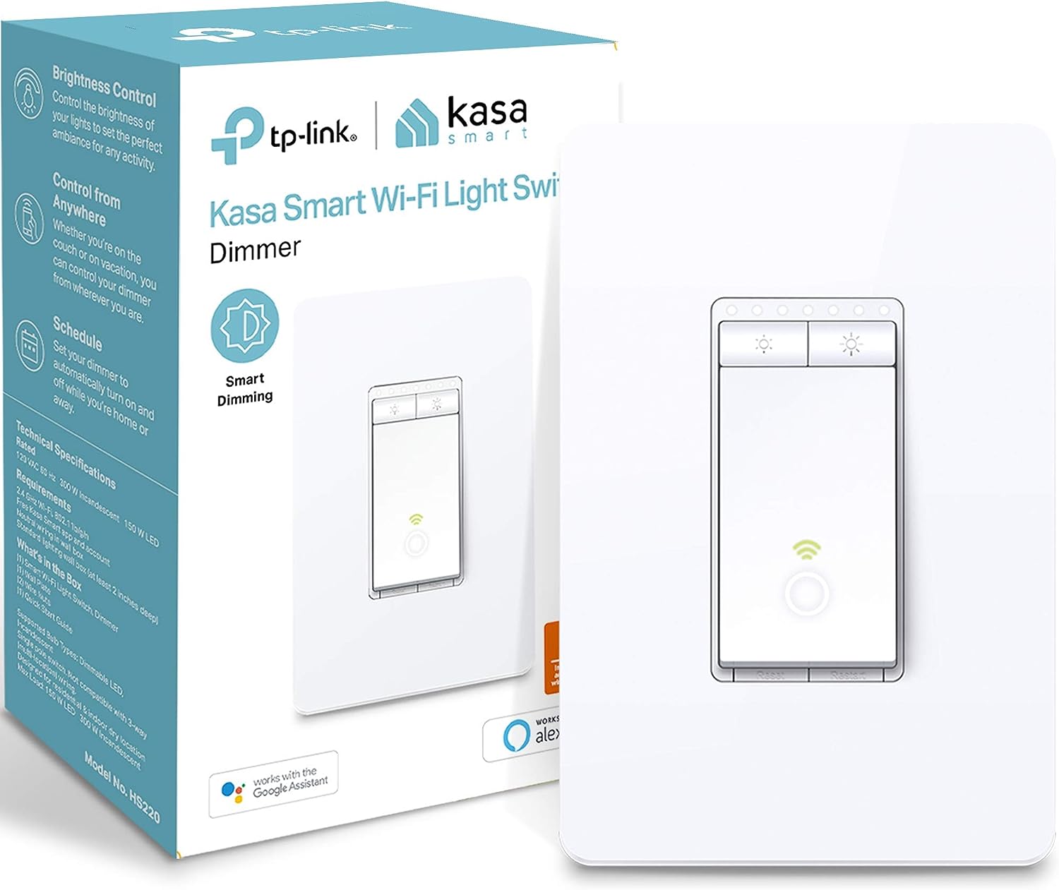 TP-Link Kasa HS220 Smart Dimmer Switch $15 and HS220P3 (3-pack) $45 Amazon