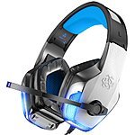Gaming Headphones with Mic, LED Light Bass Surround Noise Cancelling $14.84