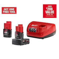 M12 12-Volt Lithium-Ion 4.0 Ah and 2.0 Ah Battery Packs and Charger Starter Kit $74.50 After Hack