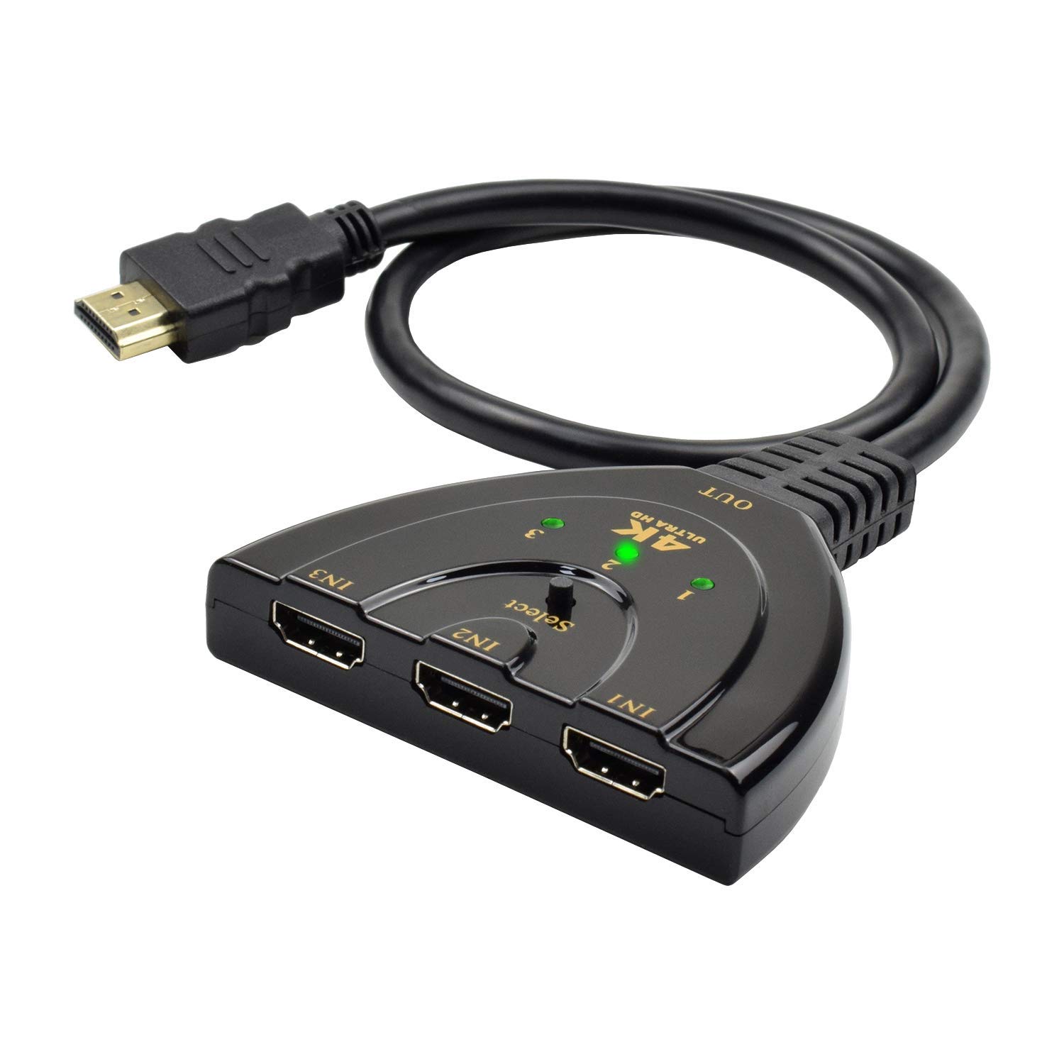 Cingk HDMI Switch 4K, 3 Port HDMI Switcher Hub Splitter Support 4K 1080P 3D $6.99
