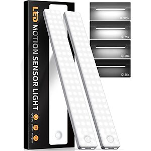 2-Pack 8" Under Cabinet Motion Sensor Rechargeable Lighting $7