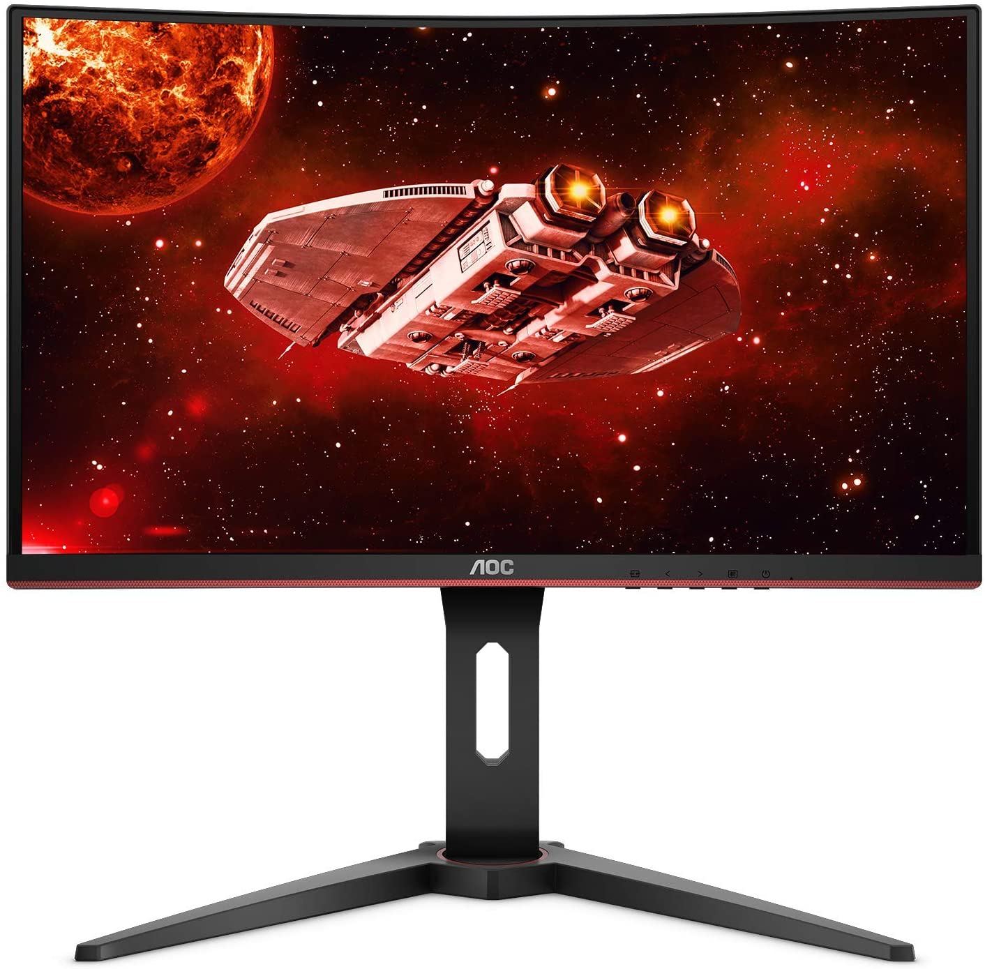 Aoc Cq27g1 27 Curved Frameless Gaming Monitor Qhd 2k 1ms 144hz Freesync Displayport Hdmi Vga Height Adjustable 3 Year Zero Bright Dot Black Red 243