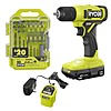 RYOBI ONE+ 18V Cordless 3/8 in. Drill/Driver Kit with 1.5 Ah Battery, Charger, and Drill and Impact Drive Kit (20-Piece), $45, FS, Home Depot