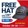 Harbor Freight, 10/20 - 10/26, FREE hat with any purchase for ITC members, non-ITC members receive hat with $29.99 purchase