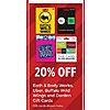 Dollar General in store, 12/19 only, 20% off Uber-Uber Eats, Buffalo Wild Wings, Darden and Bath and Body Works gift cards