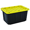 27-Gallon Black Industrial Storage Tote with Snap-On Lid