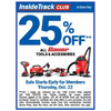 Harbor Freight, 25% off all Bauer tools and begins 10/22 for ITC members, non-ITC may begin 10/23