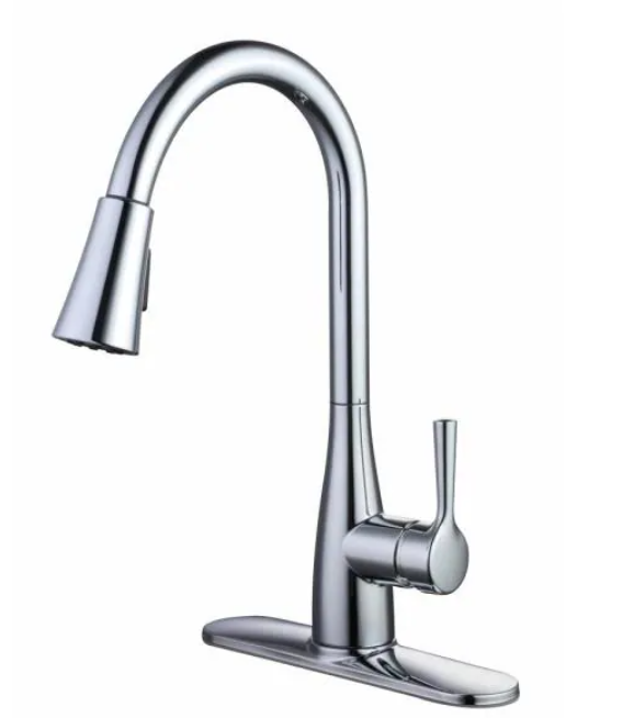Glacier Bay Sadira Single-Handle Pull-Down Sprayer Kitchen Faucet in Chrome, $32.04, Stainless, $35.64, Matte Black or Matte Gold, $42.84, free shipping, Home Depot