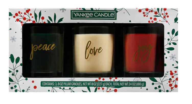 Yankee Candle Holiday Tumbler 3 Pack Gift Set (Balsam/Cedar, Christmas Cookie, Cinnamon), $14.99, free shipping, Walgreen's