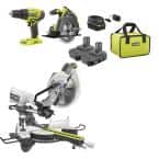 RYOBI 15 Amp 10 in. Sliding Compound Miter Saw and 18V Cordless ONE+ Drill/Driver, Circular Saw Kit, $278, free shipping, Home Depot