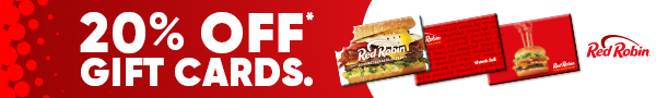 20% off Red Robin gift cards purchased online 7/25 only