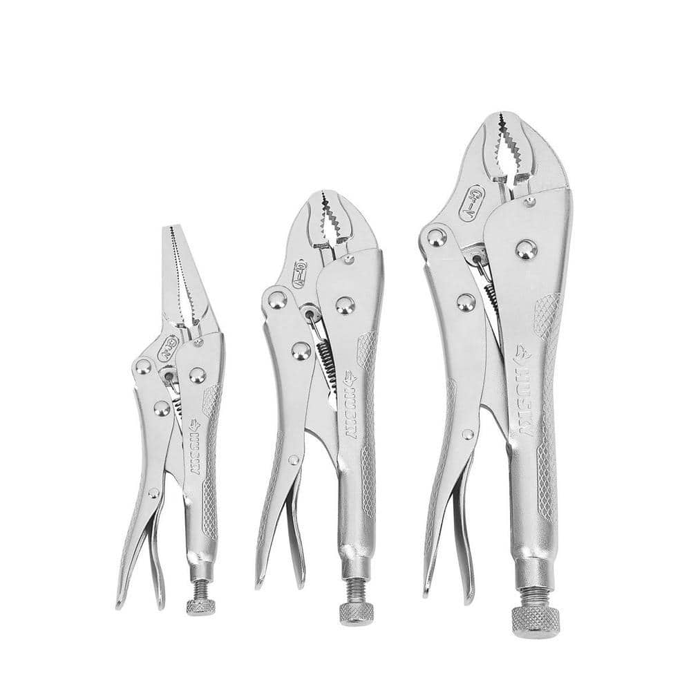 3 piece HUSKY 6.5 in. Long Nose 7 in. and 10 in. Locking Plier Set, $13.97, free shipping, Home Depot