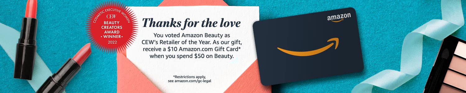 Amazon, spend $50 on select beauty products, receive $10 Amazon gift card