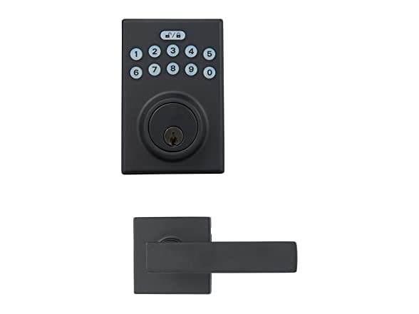 Woot!, Amazon Basics Contemporary Electronic Keypad Deadbolt Door Lock with Passage Lever - Matte Black, $29.99, FS for Prime