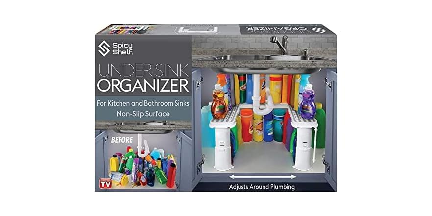 Woot!, Spicy Shelf Expandable Under Sink Organizer, $14.99, 2 pack, $24.99, Spicy Shelf Deluxe $15.99 + more, FS for Prime $14.99