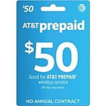 $50 Total Wireless, AT&amp;T, Cricket, Net 10, T Mobile, Simple Wireless, TracFone, Verizon prepaid gift cards $45 + more