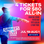 Live Nation Summer'S Live 2023, 4 all in tickets for $80, starts Jul 19-Aug 1, Events include 3 Doors Down, Jelly Roll, Dierks Bentley, Matchbox 20, Zac Brown Band &amp; more