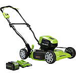 Greenworks 40V 19-inch Brushless Walk-Behind Lawn Mower W/ 4.0 Ah Battery and Charger, 2524902AZ, $208, free shipping, Walmart
