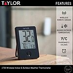 Taylor Wireless Digital Indoor Outdoor Thermometer, Black, LCD, $9.95, Amazon