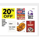 Dollar General In-Store Offer: Select Gift Cards (Taco Bell, Uber & More) 20% Off (Valid thru 11/25)