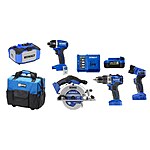 Kobalt 5-Tool Brushless Kit w/ Soft Rolling Case, 4.0 battery, charger, (includes drill/driver, impact driver, circ saw, light, speaker), $209, FS, Lowe's