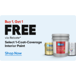 Lowe's paint rebate, buy one get one free on select cans or pails of select one coat coverage interior paint