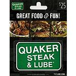 $25 Quaker Steak &amp; Lube Gift Card, $20, Amazon lightning deal