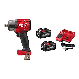 Milwaukee M18 FUEL Gen-2 18V Lithium-Ion Brushless Cordless Mid Torque 1/2 in. Impact Wrench with (2) 6.0Ah Batteries and Charger, $279, FS, Home Depot