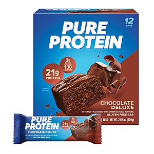 12-Pack 1.76-Oz Pure Protein Bars (Chocolate Deluxe) $10.75 w/ Subscribe & Save + Free Shipping