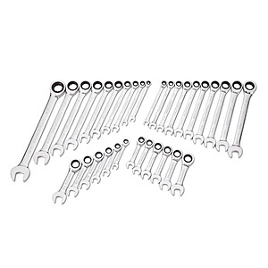 GEARWRENCH SAE/Metric 72-Tooth Combination Ratcheting Wrench Tool Set (32-Piece), $100, free shipping, Home Depot