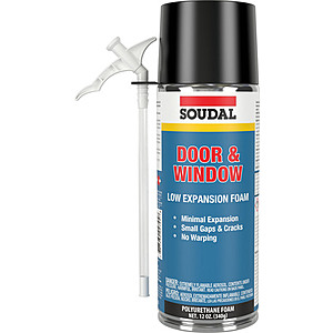 12oz Soudal Door & Window insulating spray foam or 12oz Gap Filler spray foam, $2.24 + 11% rebate, Menard's