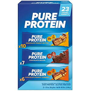 Sam's Club Members, 23 count, Pure Protein Bars Gluten Free, Chocolate Variety Pack, $19.48