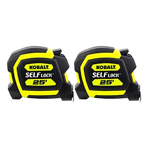 Kobalt Self Lock 2 -Pack 25-ft Auto Lock Tape Measure, $12.98, free shipping, Lowe's