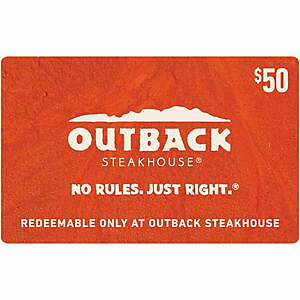 Sam's Club Members: Select eGift Cards: $50 Outback Steakhouse eGift Card $35 & More (Email Delivery)
