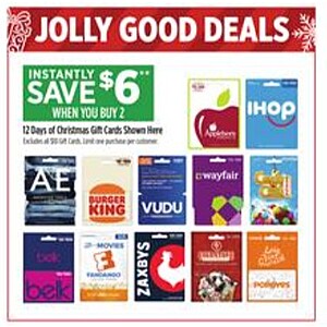 Dollar General in store, save $6 off two gift cards, Burger King, Popeye's and more