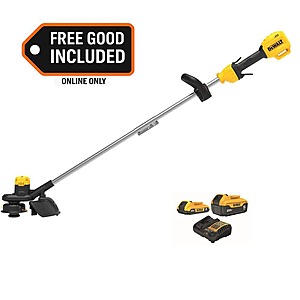 DEWALT 20V MAX Lithium-Ion 13 in.Cordless Battery Powered String Trimmer with 20V MAX 5 Ah and 2 Ah Battery Packs and Charger,$199,FS,Home Depot